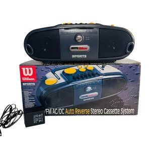 Wilson Sports‎ Yellow  Boombox AM/FM Radio Cassette Player AC/DC Portable